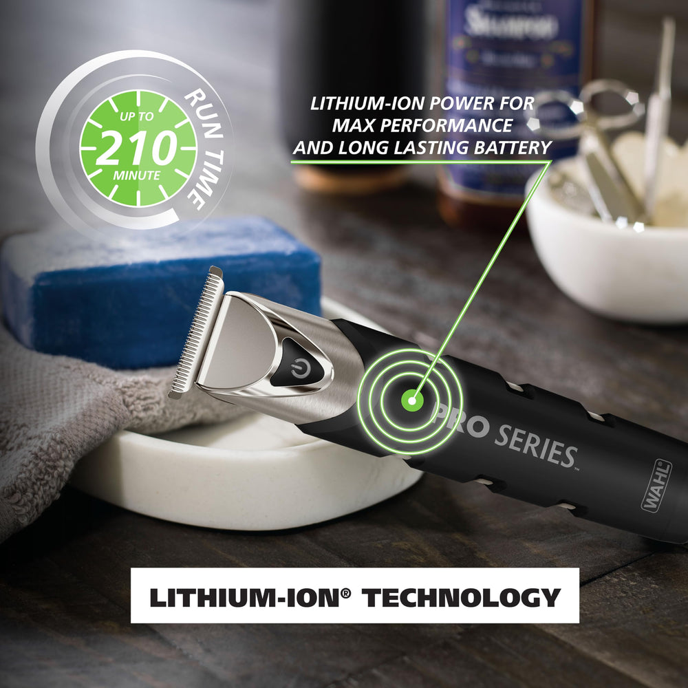 Wahl 10-position adjustable comb shows wide length range.
