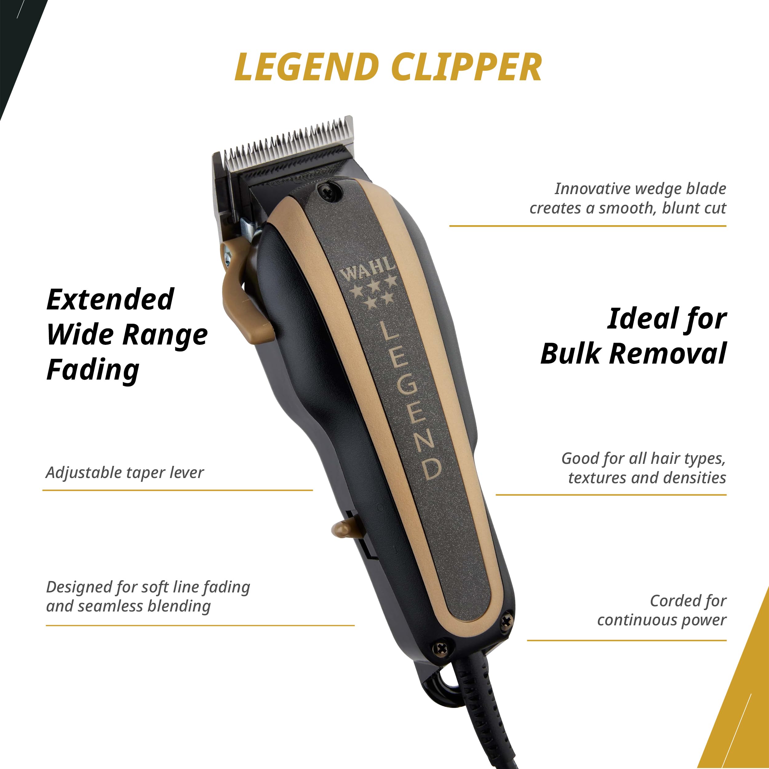 Wahl 5-Star Barber Combo black and gold finish for a professional look.