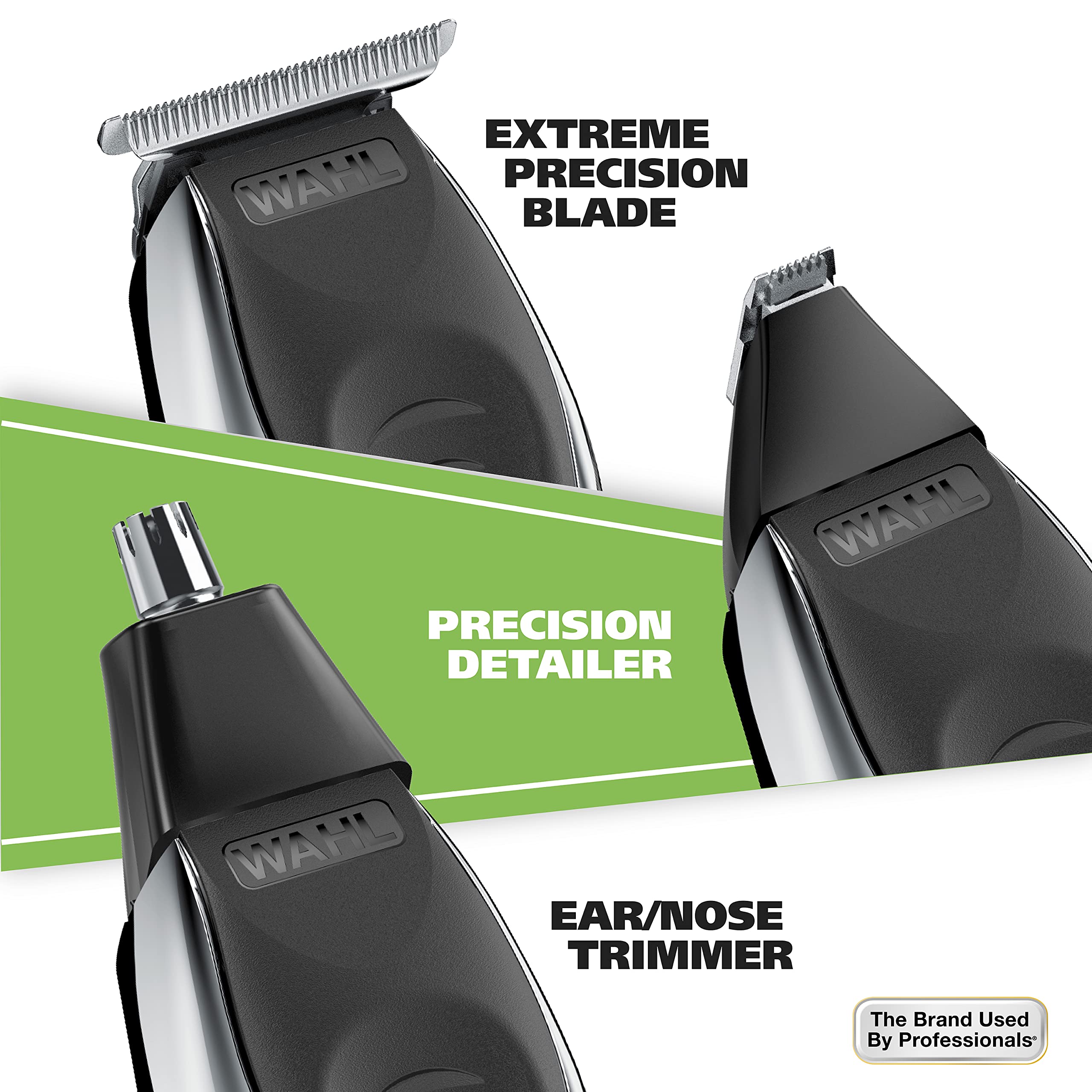Detail trimmer head on Wahl Aqua Blade for fine lines around mustache