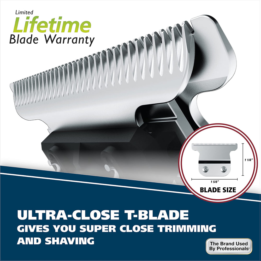 Rotary personal trimmer head on Wahl Aqua Blade for precise neck detailing
