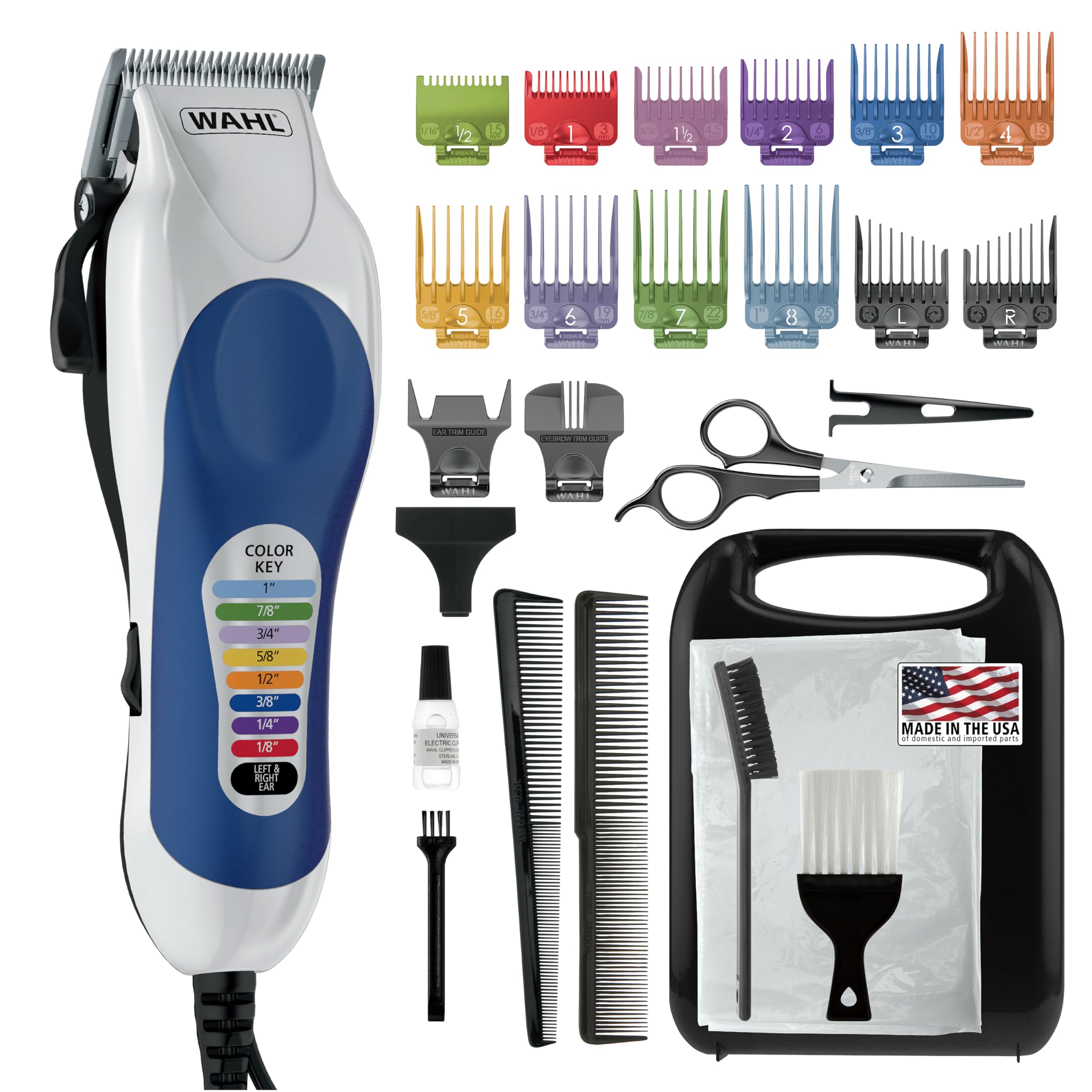 Wahl Color Pro clipper with color-coded guards for quick length selection during home haircuts
