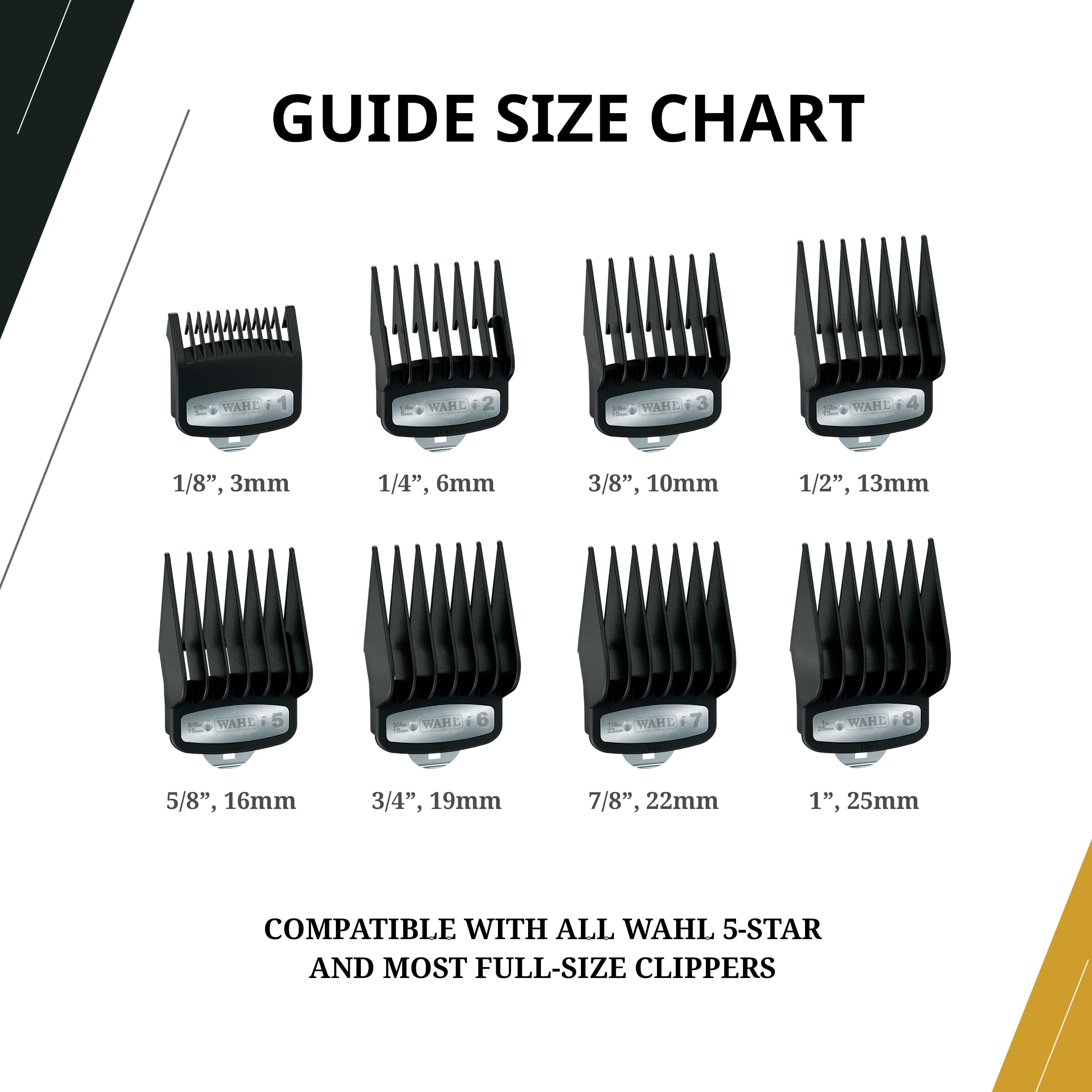 Eight guides plus organizer tray simplify storage and selection