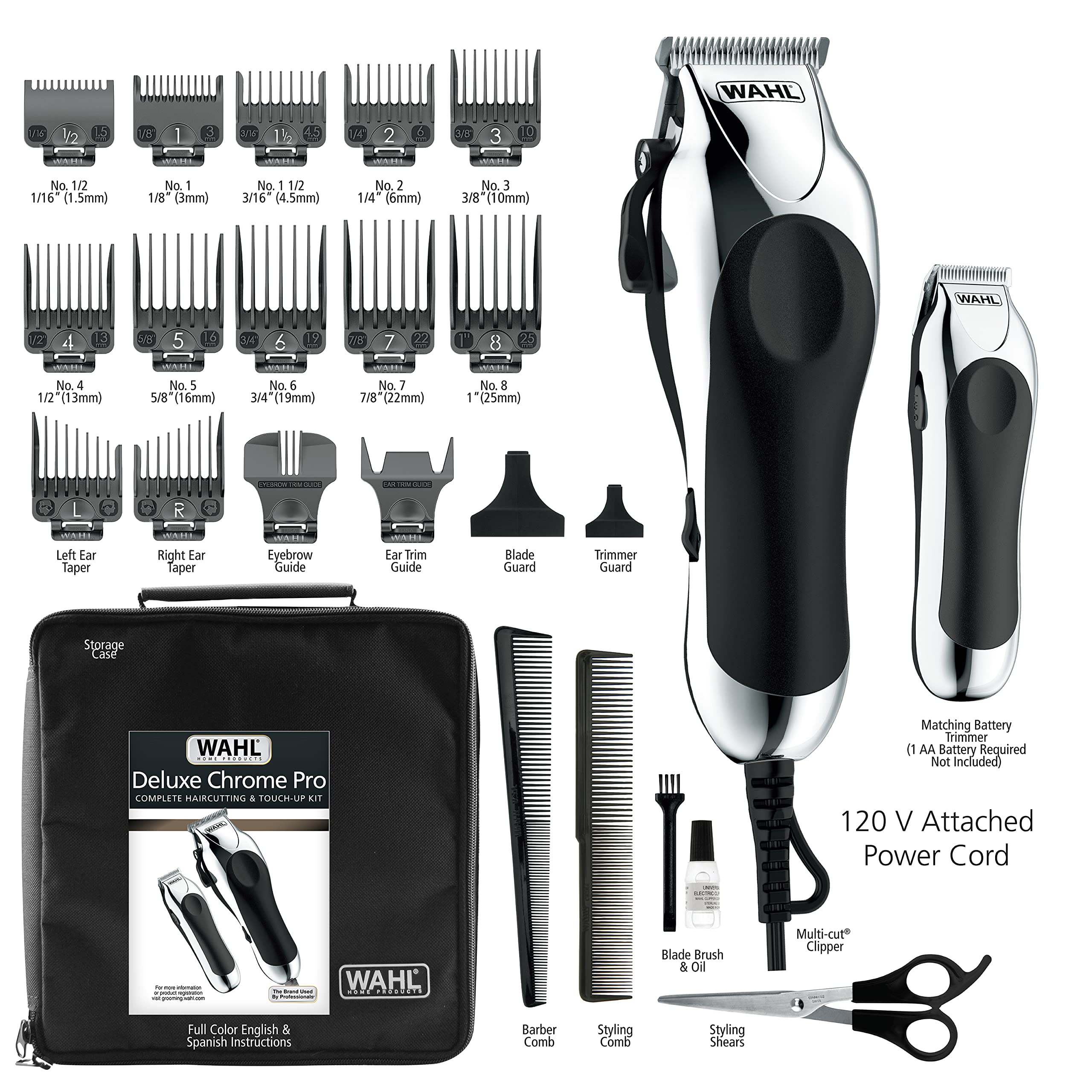 Wahl Deluxe Chrome Pro blade oil extends blade life and performance.