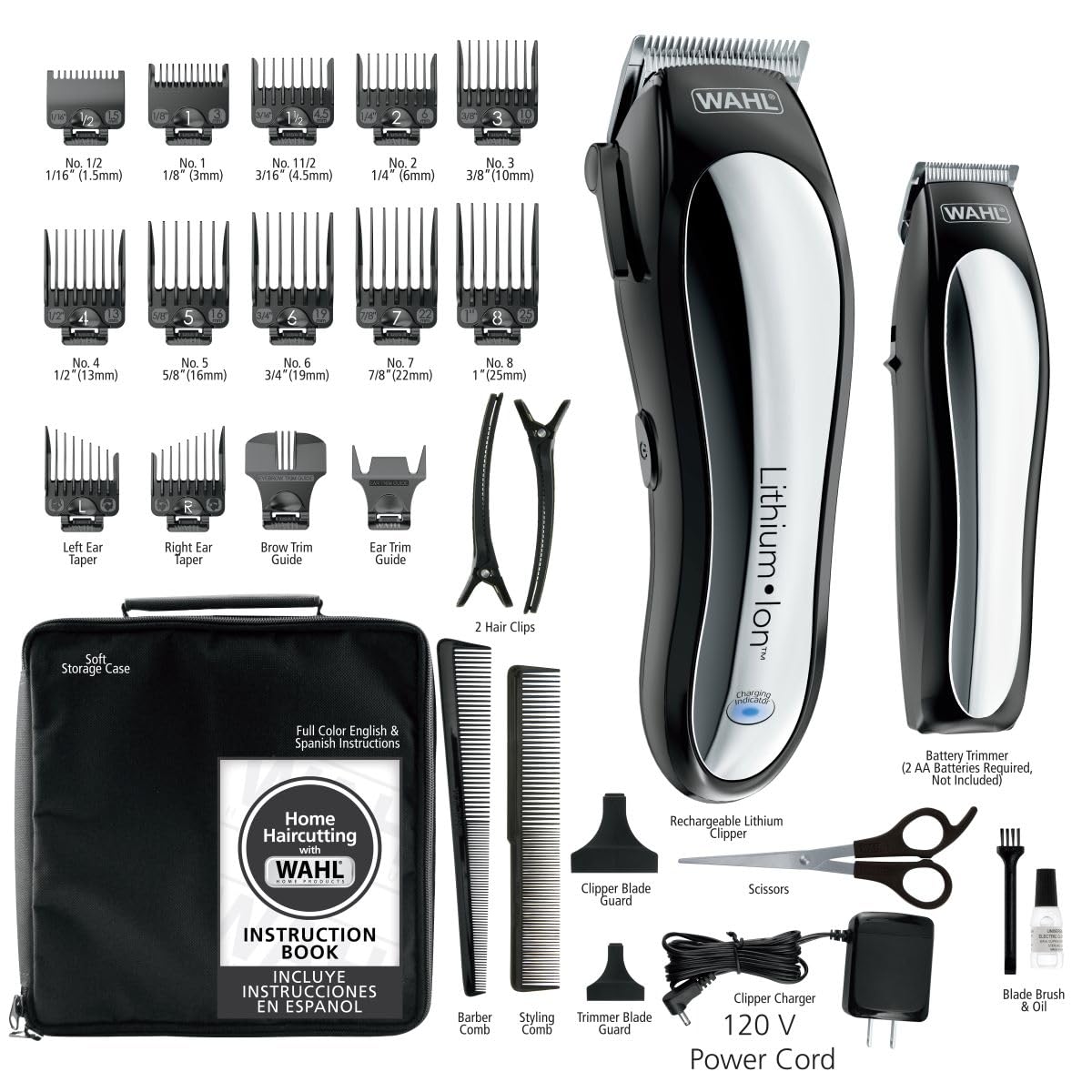 Wahl ear taper guards simplify trimming around ears and neckline.