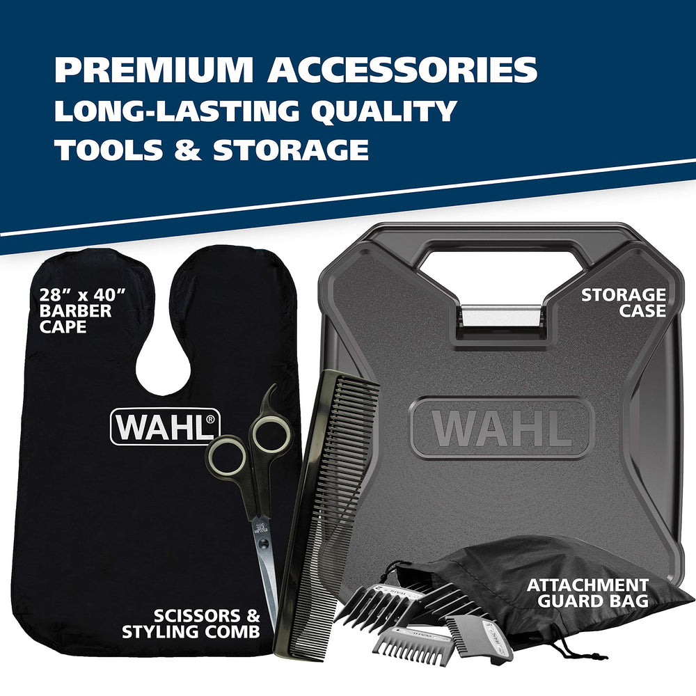 Wahl Elite Pro accessories case close-up showing complete grooming kit.