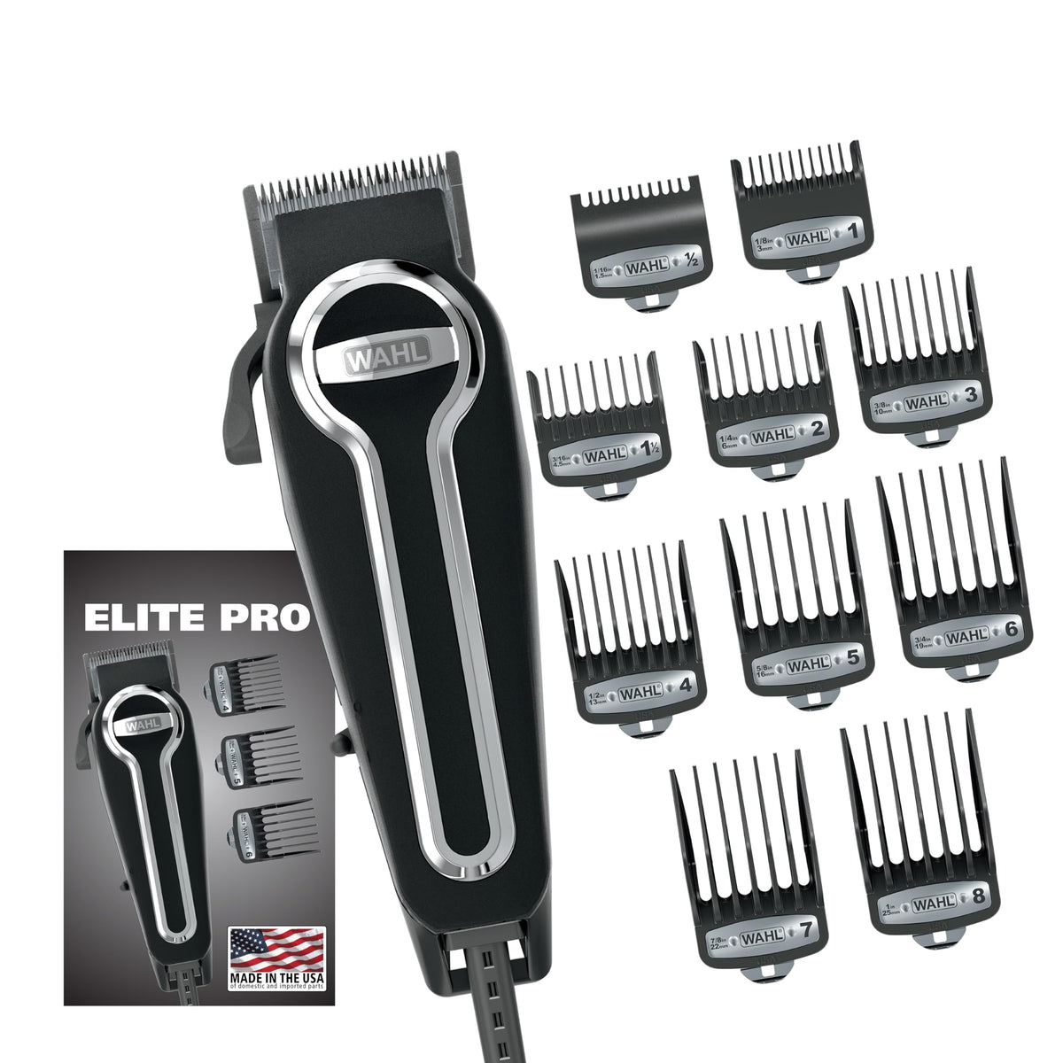 Wahl Elite Pro motor close-up highlighting powerful corded performance for precise cuts.