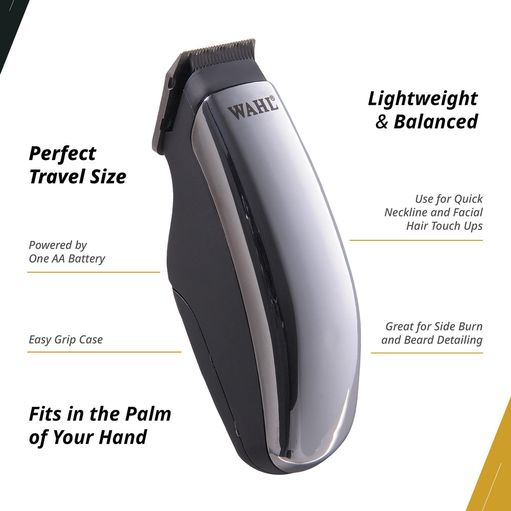 Wahl Professional Half Pint Trimmer powered by AA battery for cordless touch-ups.