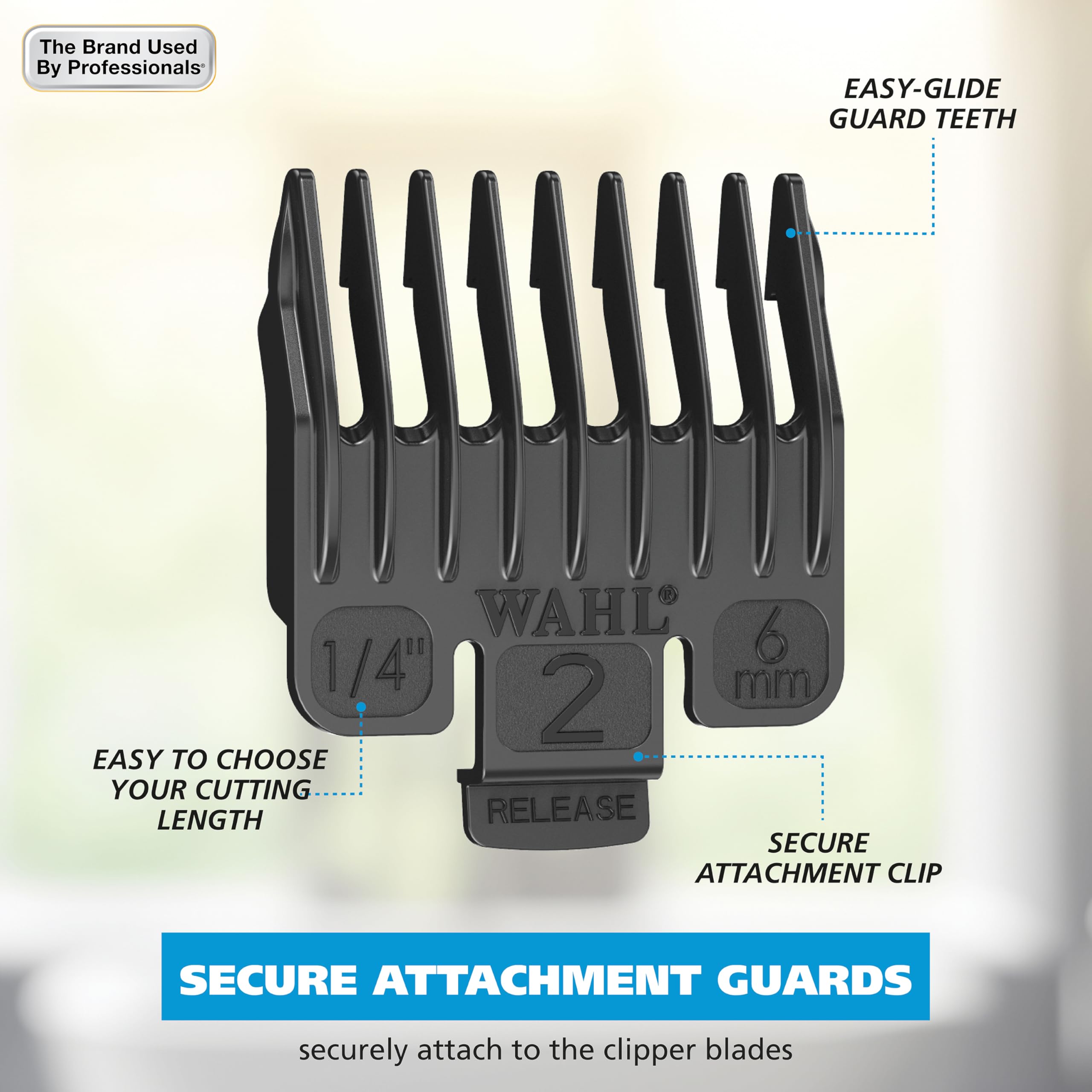 Wahl Home Pro with 12 guards demonstrates precise length options (1/16”–1”)