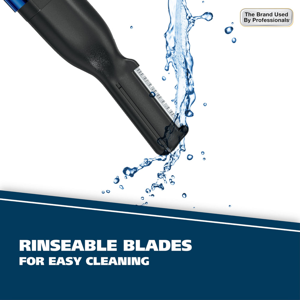 Wahl trimmer battery access for quick power changes on the go.