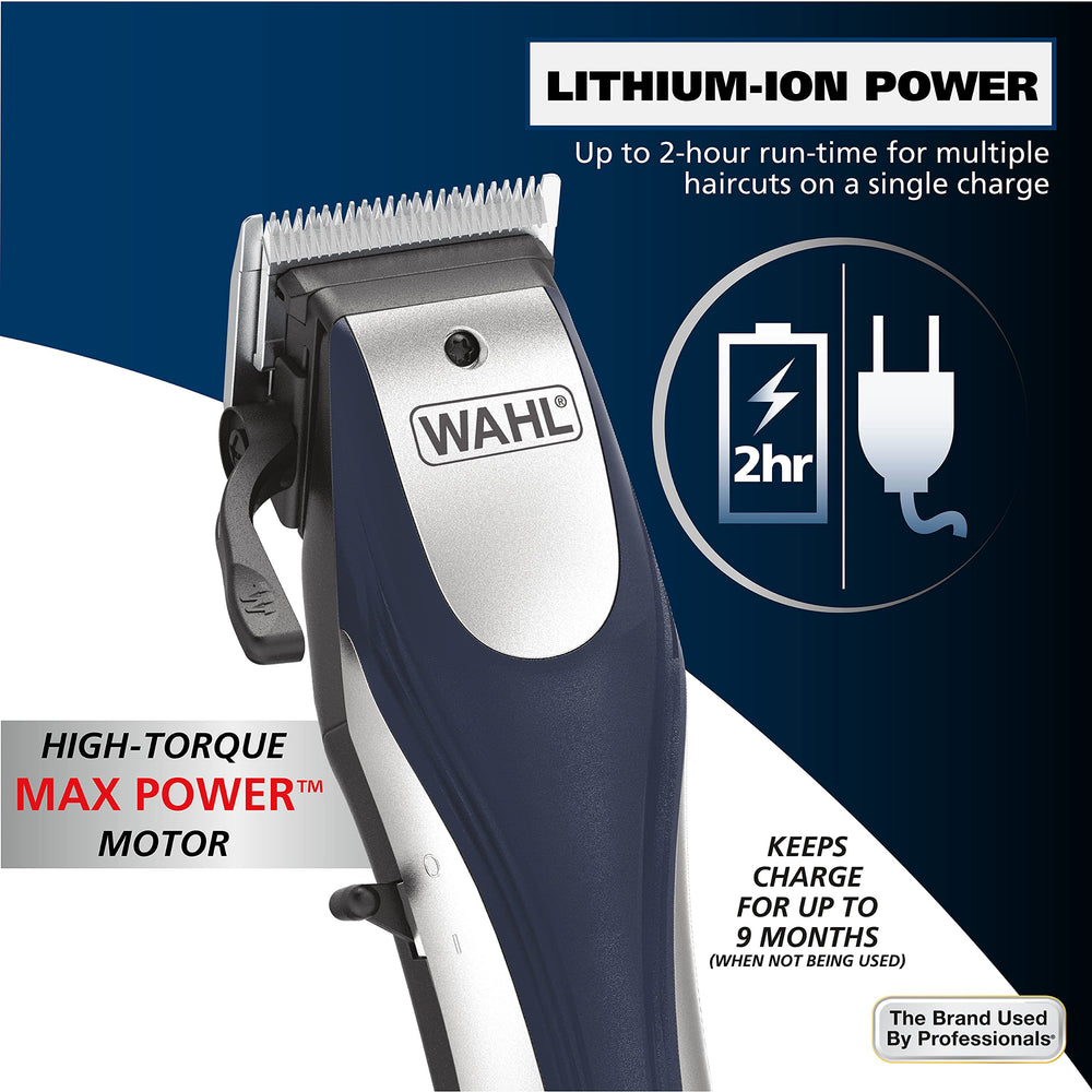 Wahl Lithium Ion Pro 22-piece kit contents with guards and accessories.