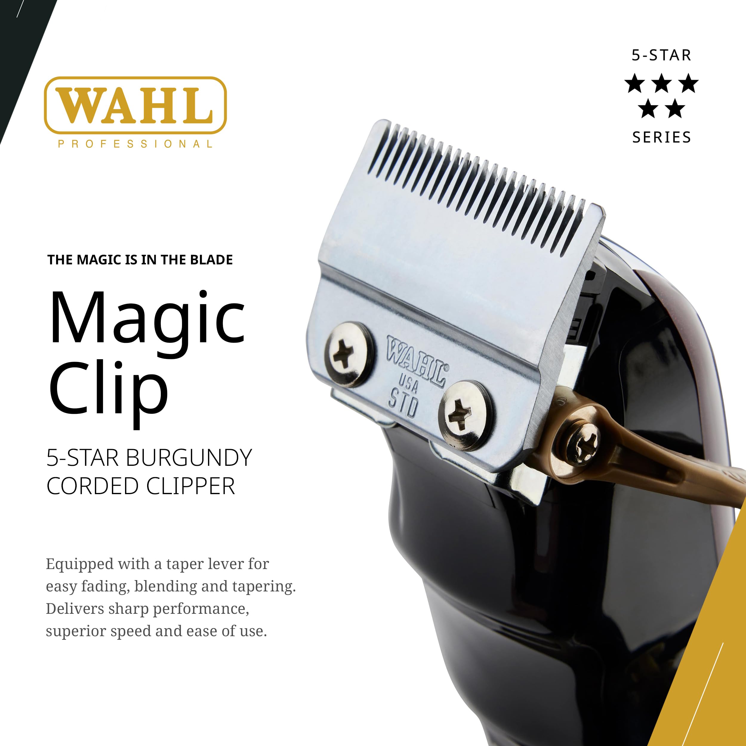 Wahl Magic Clip zero-overlap blade detail ideal for sharp fades and blends.
