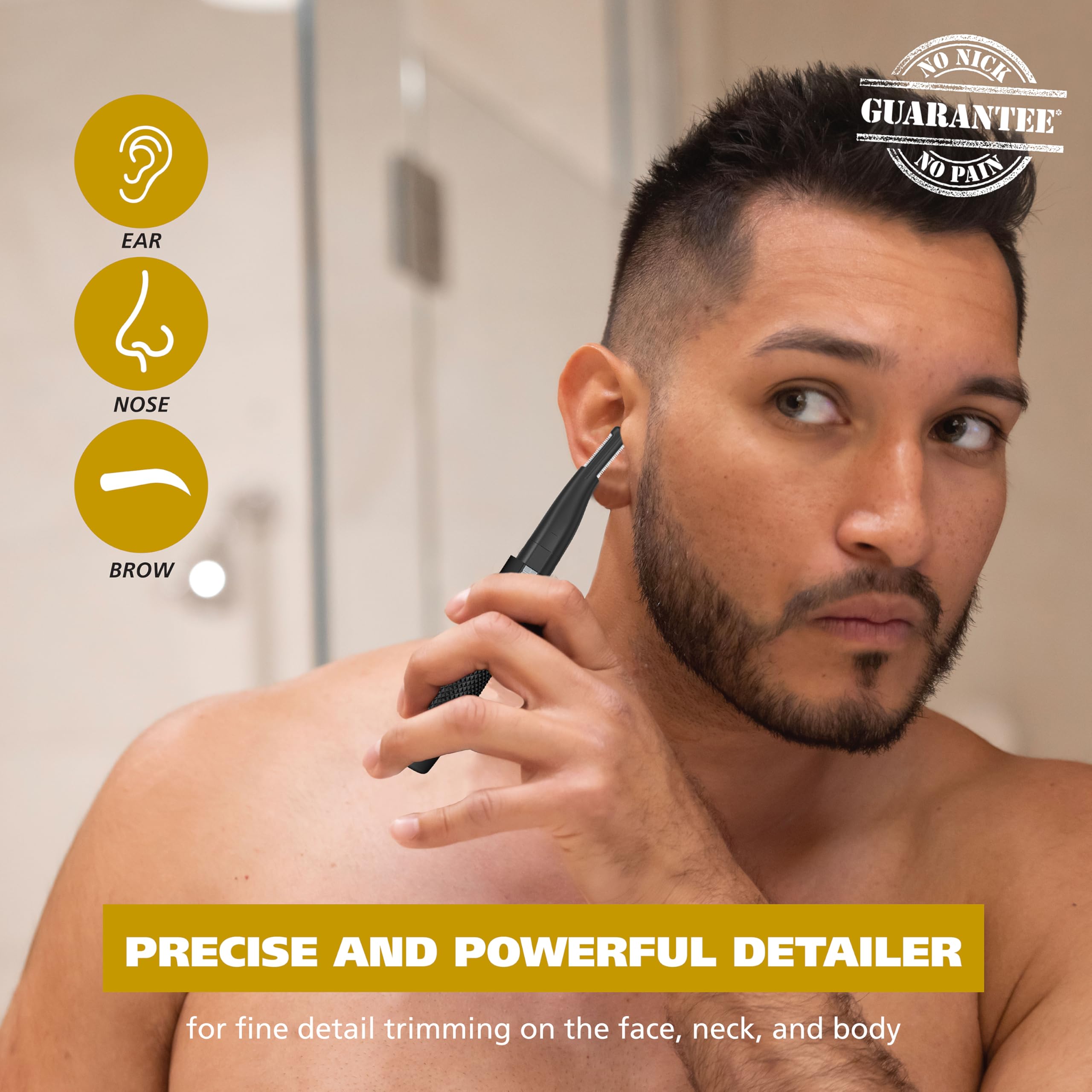 Wahl Manscaper dualtech eyebrow trimmer with two-sided blades for flexible grooming.