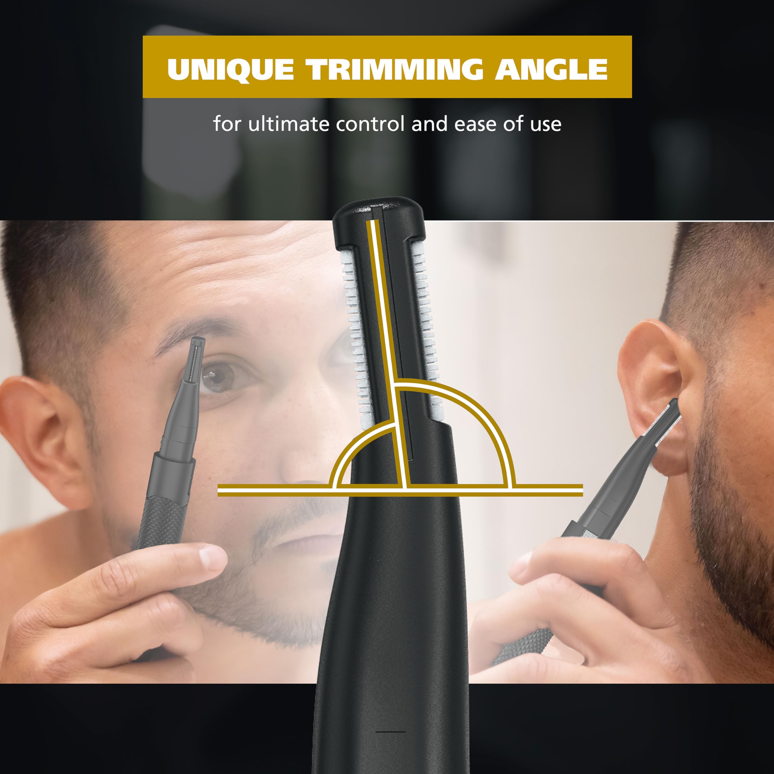 Wahl Manscaper rotary ear and nose trimmer head reaches hard spots gently.