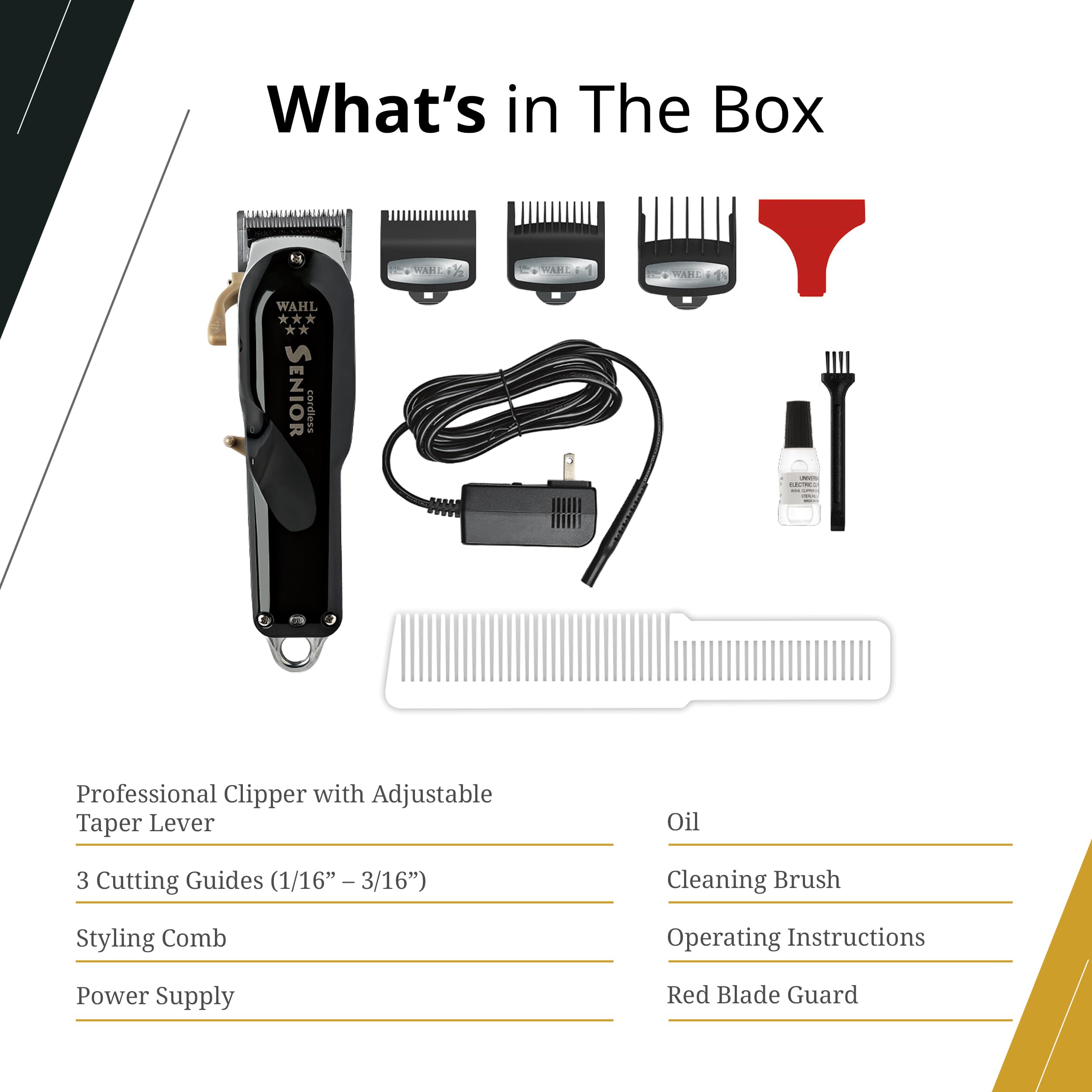 Wahl Professional 5-Star Cordless Senior Clipper — ideal for fade and taper applications.