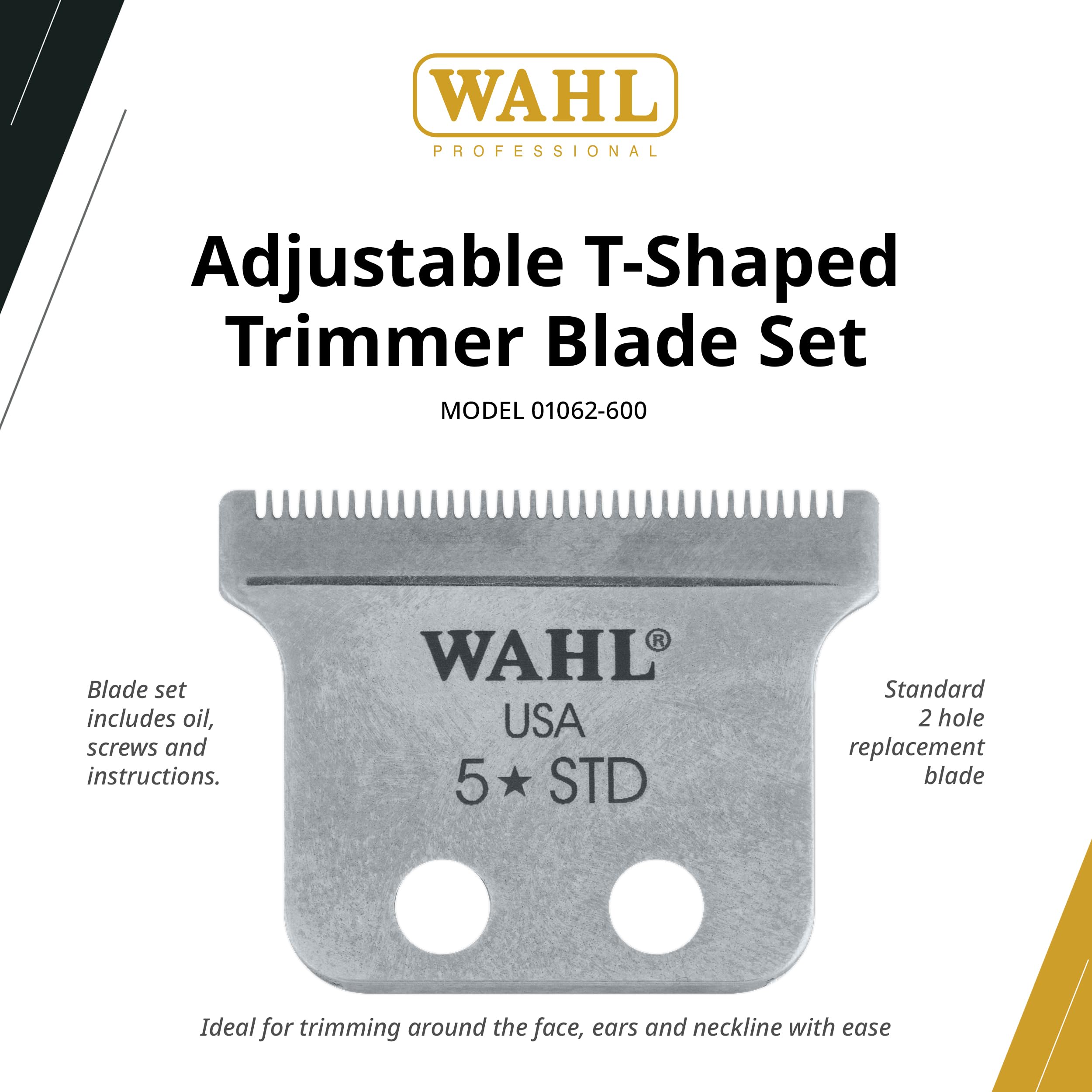 Wahl Professional adjustable T blade detailer compatibility for crisp edge work