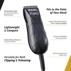 Wahl Professional Black Peanut Trimmer features a detachable blade for simple cleaning.