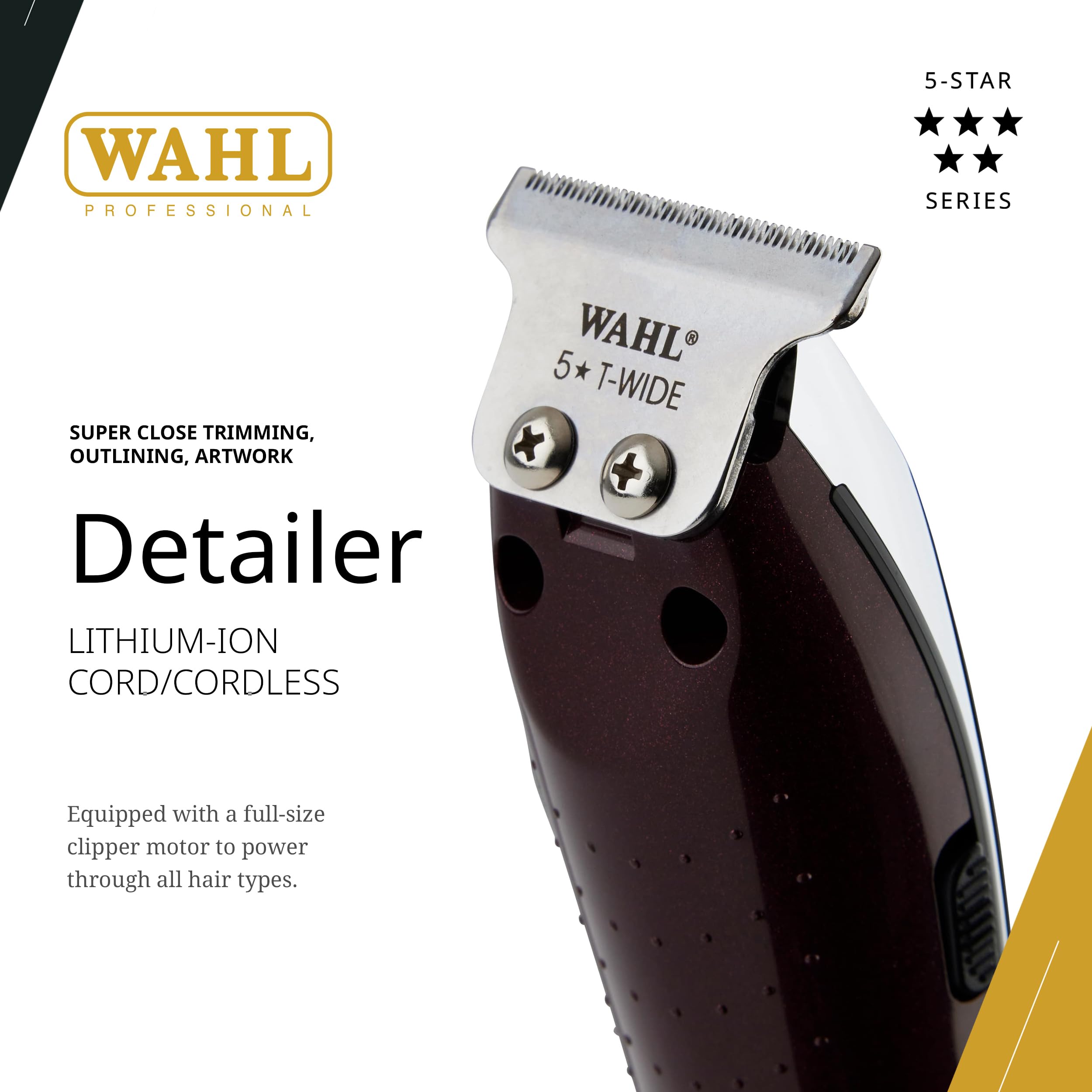 Wahl Professional detailer LED indicator helps monitor charge and readiness.