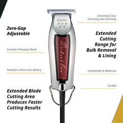 Wahl Professional Detailer Trimmer Burgundy kit shot showing included accessories.
