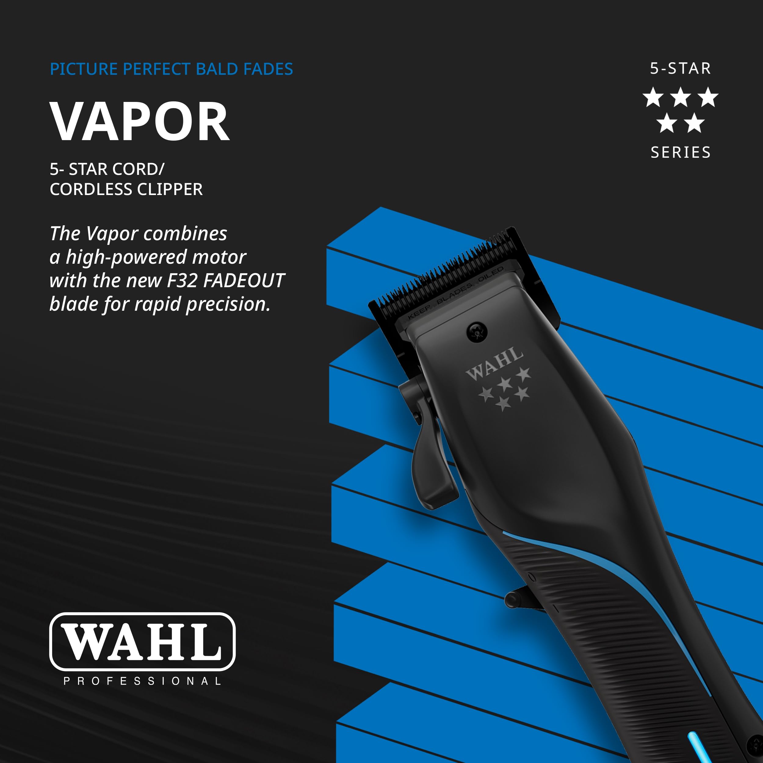 Wahl Vapor clipper demonstrating adaptive speed control for hair types