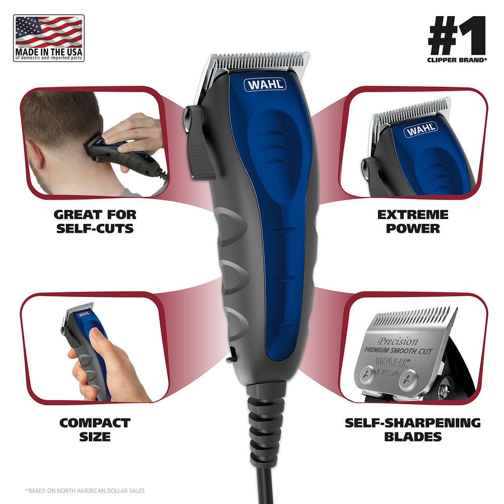 Wahl Self-Cut Compact grip and motor highlight comfortable, quiet at-home grooming.