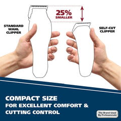Wahl Self-Cut Compact guard set shows 12 length options for versatility.