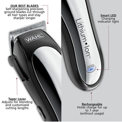 Wahl self-sharpening blades maintain sharp performance across hair types.