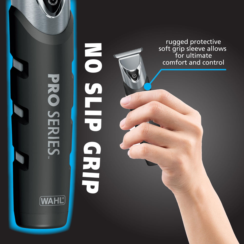 Wahl stainless steel body with non-slip grip for wet or dry use.