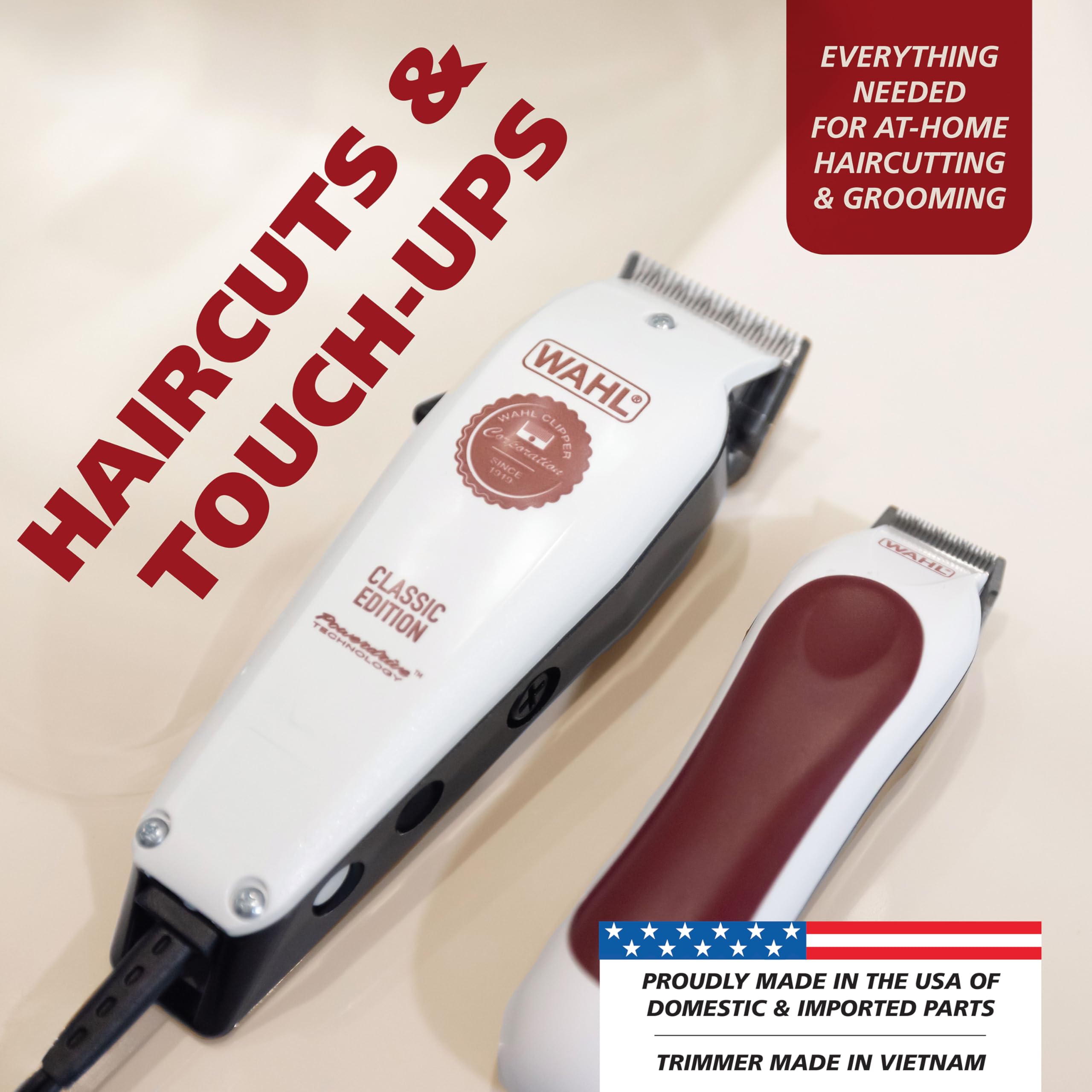 Wahl USA Classic Edition POWERDRIVE motor delivers consistent power for thick hair.