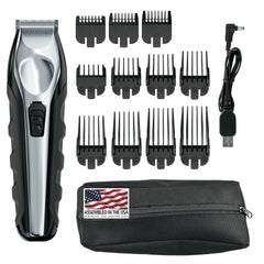 Wahl 9888 trimmer front view with guide combs for precise grooming