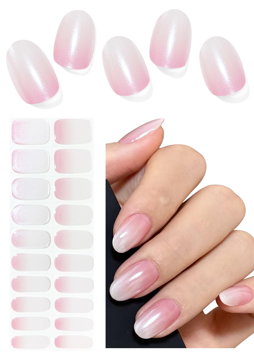 Wahrshei, cinta gel semicurado gradiente rosa para un look elegante en casa.