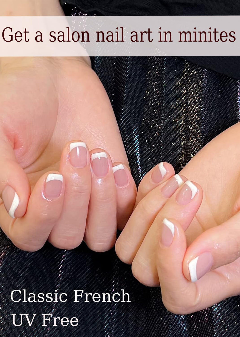 Wahrshei classic French gel strips for timeless tips with easy, UV-free application