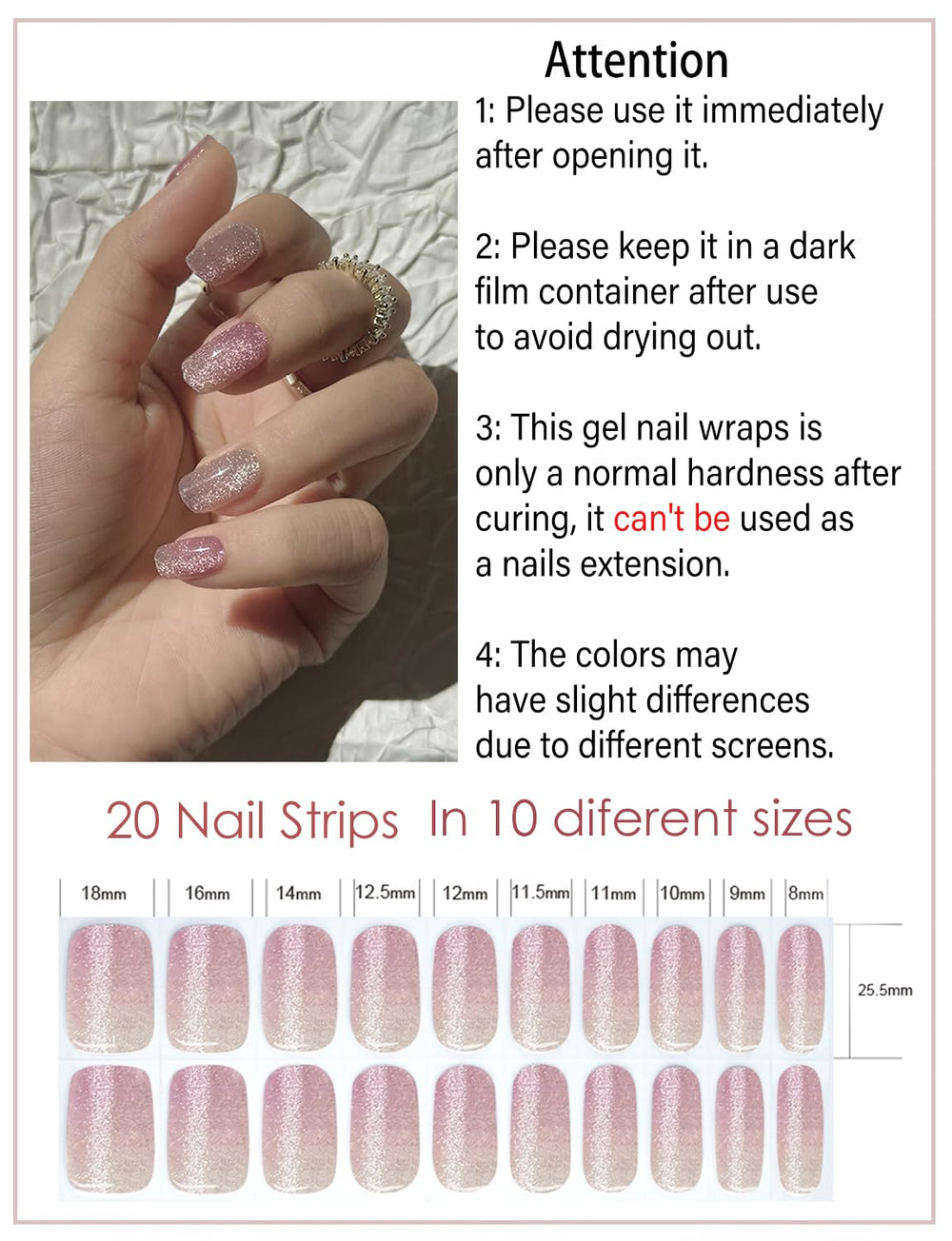 Wahrshei uso fácil de pegatinas de gel para uñas, aplicación rápida.
