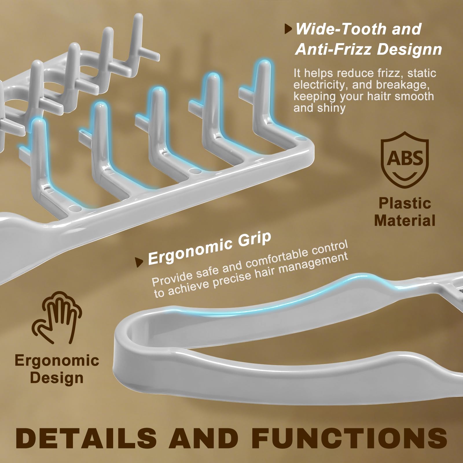 WALEJUC Texture Comb ergonomic handle for comfortable daily use.