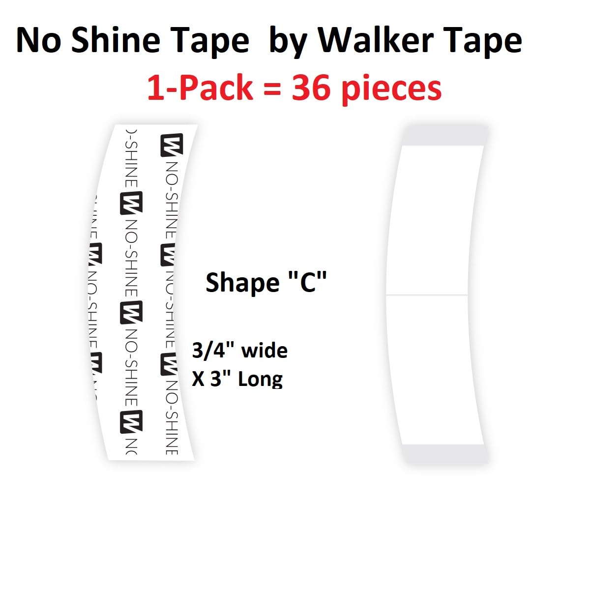 Close-up of Walker Tape No Shine adhesive surface highlights smooth contour for natural attachment.