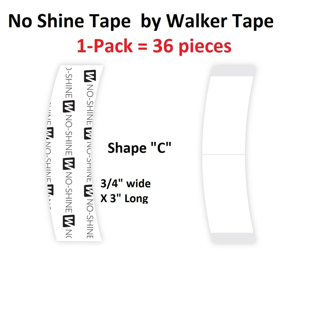 Close-up of Walker Tape No Shine adhesive surface highlights smooth contour for natural attachment.