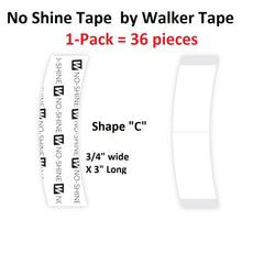Close-up of Walker Tape No Shine adhesive surface highlights smooth contour for natural attachment.