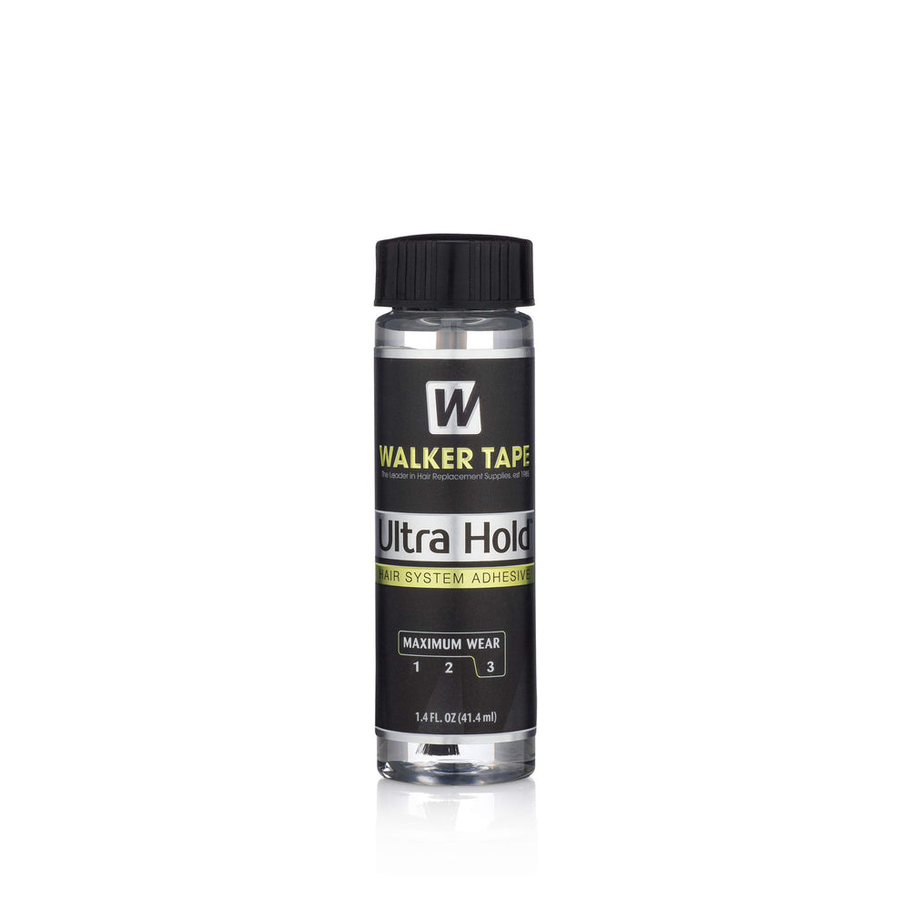 Walker Tape Ultra Hold adhesive bottle application for a waterproof, long-lasting bond on lace wigs.