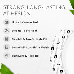 Close-up view of Walker Tape Ultra Hold CC contour tabs along the hairline for natural wear.