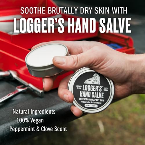 Walrus Oil Logger's Hand Salve scent peppermint clove for refreshing care.