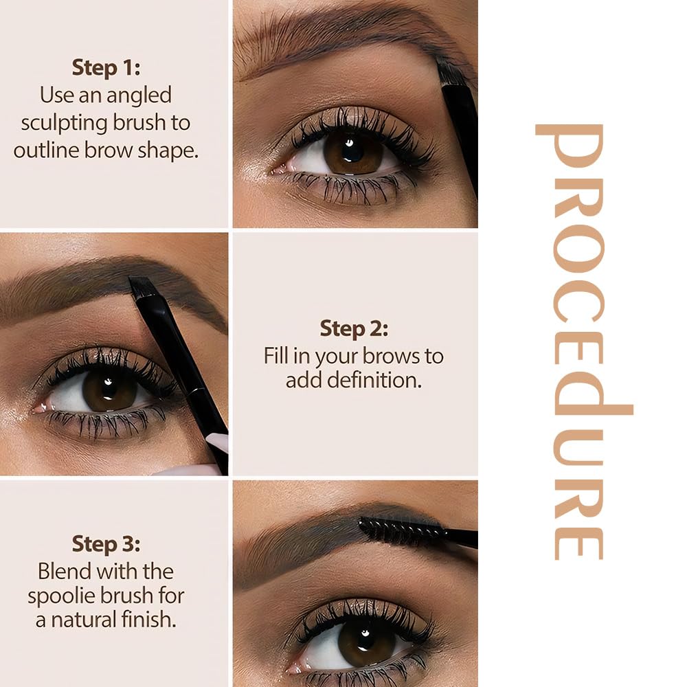 WanTuoluo closeup swatches three-tones for brow depth