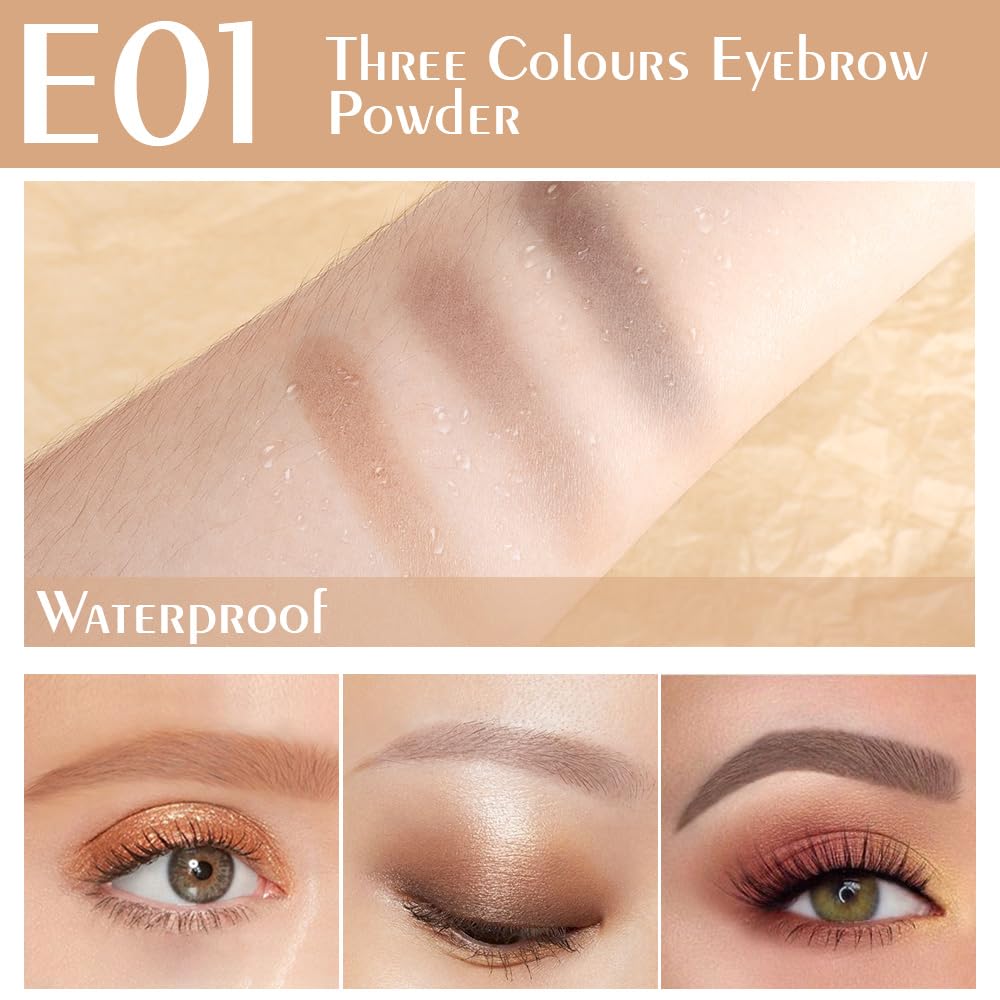 WanTuoluo brow powder palette showing dual-tone shades for softness
