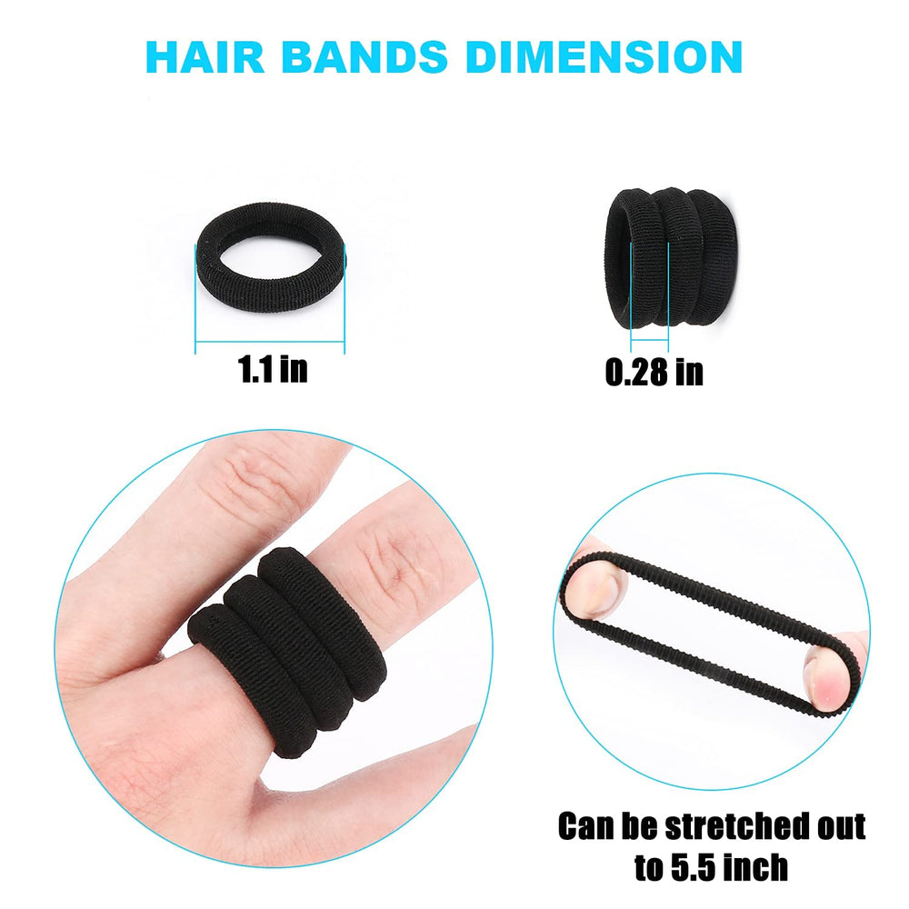 WANBY gomas mini sin costuras negras, uso versátil para peinados y muñecas