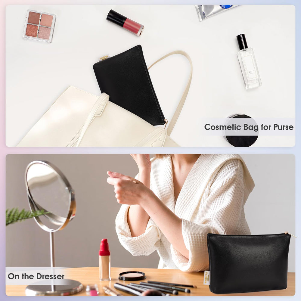 Wandering Nature makeup bag large opening zipper—quick access to brushes and liners.