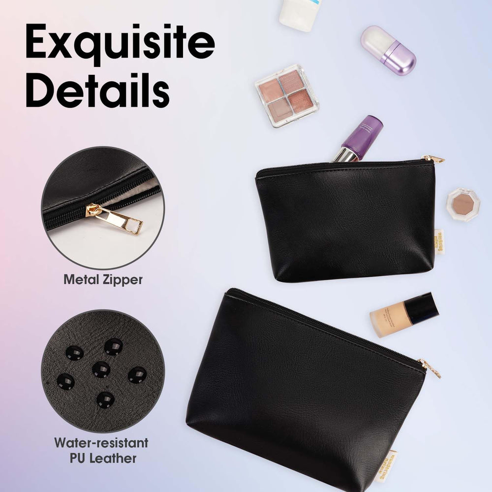 Wandering Nature makeup bag wide bottom design—stable stand for cosmetics at home or travel.