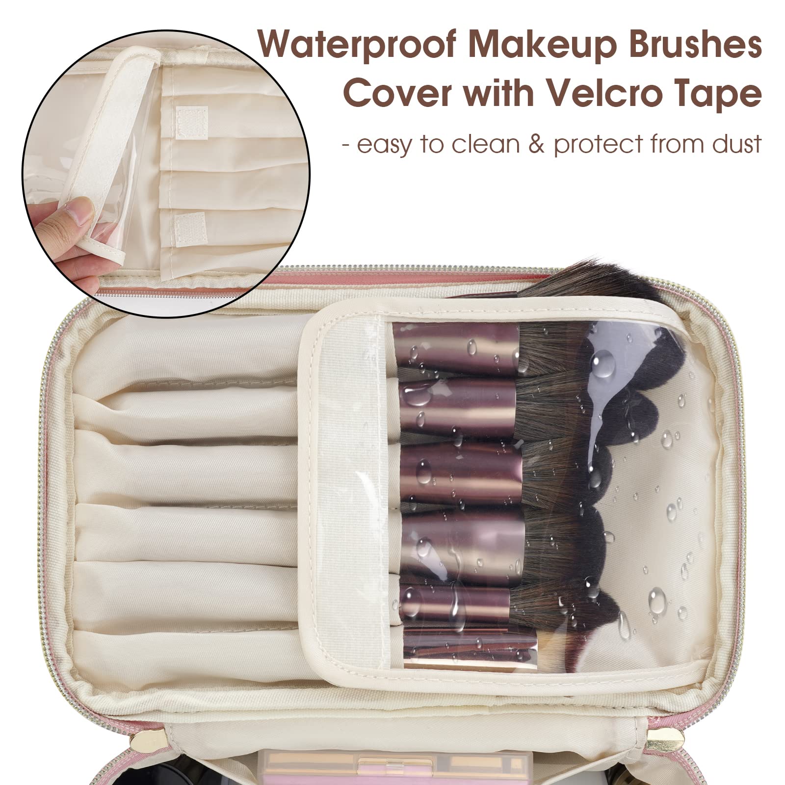 Wandering Nature makeup bag brush-compartment keeps brushes organized on the go.