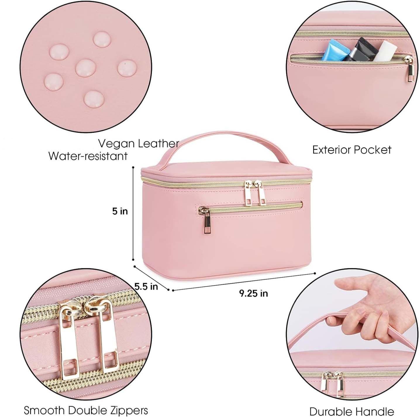 Wandering Nature makeup bag vegan-leather texture conveys premium, easy-clean feel.