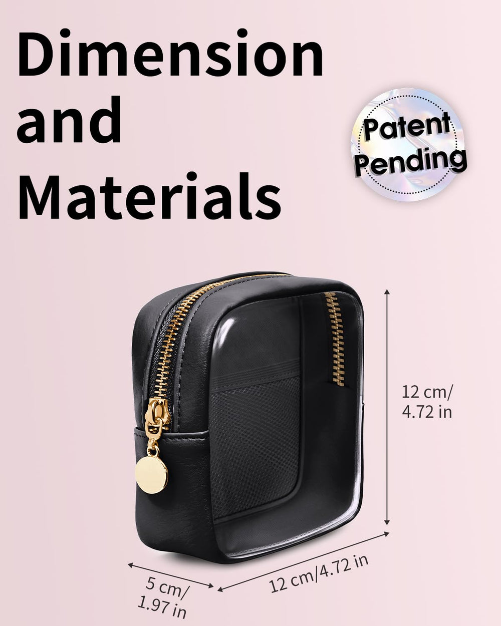 Wandering Nature clear makeup bag mini size fits lipstick and cards for travel.