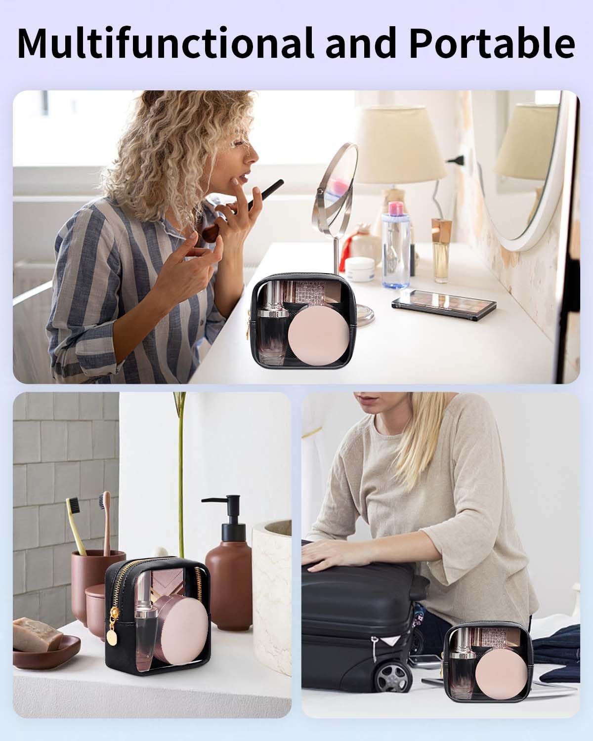 Wandering Nature bag is travel essential, airplane-friendly with clear PVC material.