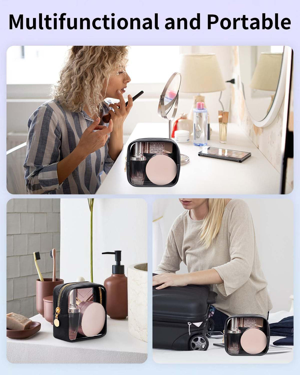 Wandering Nature bag is travel essential, airplane-friendly with clear PVC material.