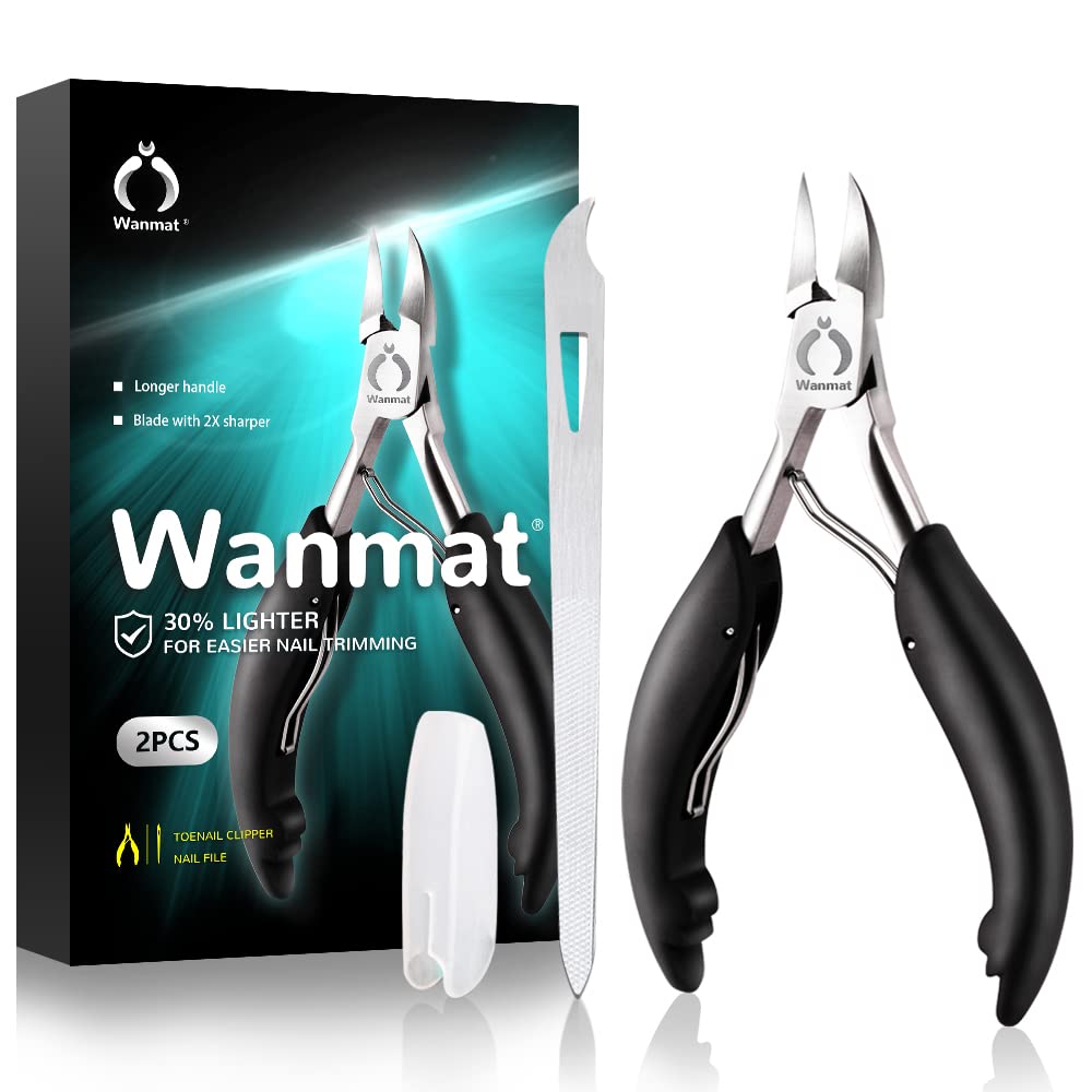 Wanmat toe nail clipper set, two-piece kit designed for thick nails and easy handling.